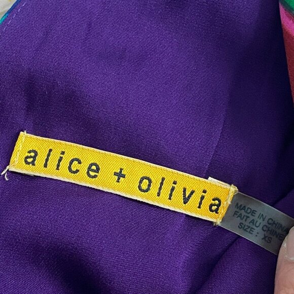 Alice & Olivia Alameda Dress Size XS Ikat Batik Peacock Print Sheath - Picture 6 of 10